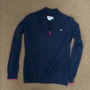 Vineyard Vines 1/4 zip navy blue cotton sweater